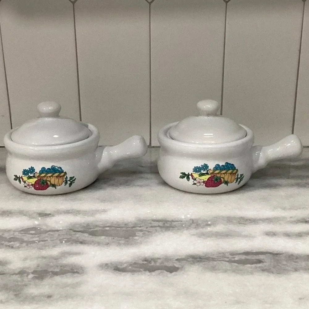 Home Concepts Provincial Soup Bowls, Set of 2, Vtg Lidded Individual Casseroles‎